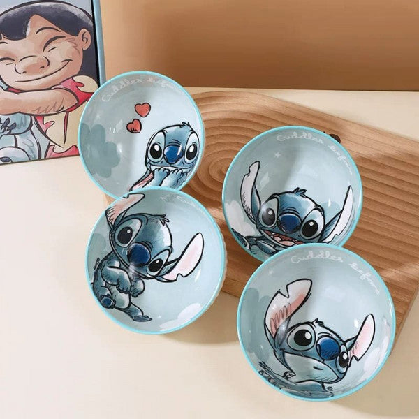 Disney Stitch Ceramic Bowl Set – 4pcs