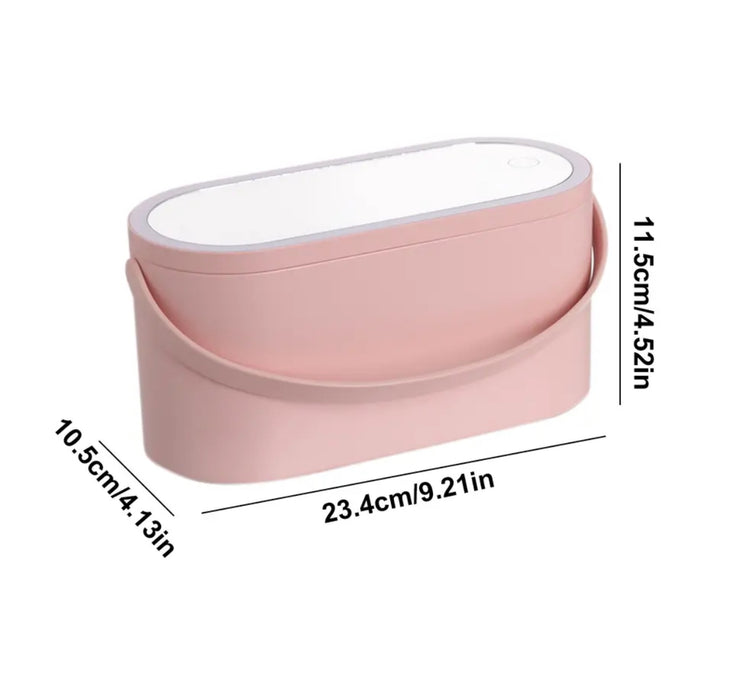 Portable Handheld Storage Makeup Case with Led Mirror