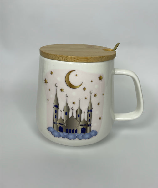 Ceramic Ramadan Mug With Wooden Lid & Spoon