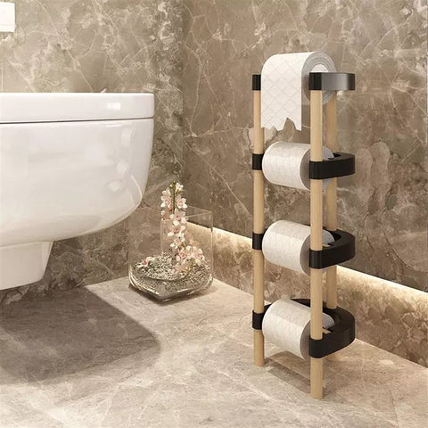 Wooden 4-Tier Toilet Paper Roll Stand