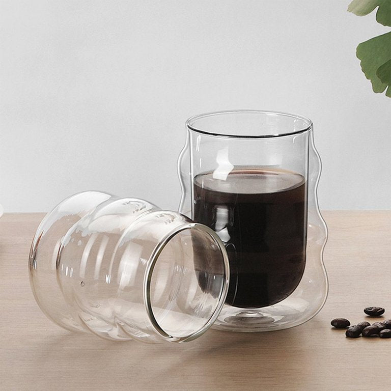 Wavy Double wall glass Cup