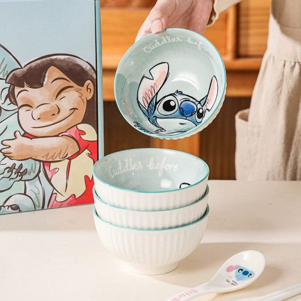Disney Stitch Ceramic Bowl Set – 4pcs