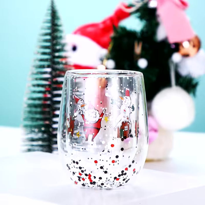 Christmas Double Glass Cup