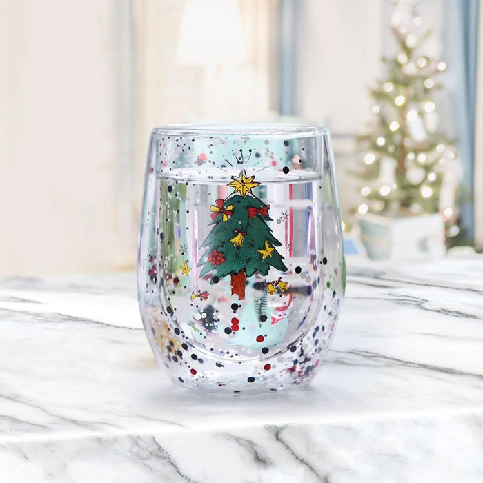 Christmas Double Glass Cup