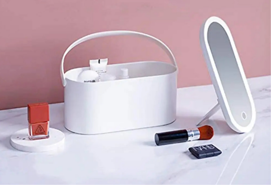 Portable Handheld Storage Makeup Case with Led Mirror