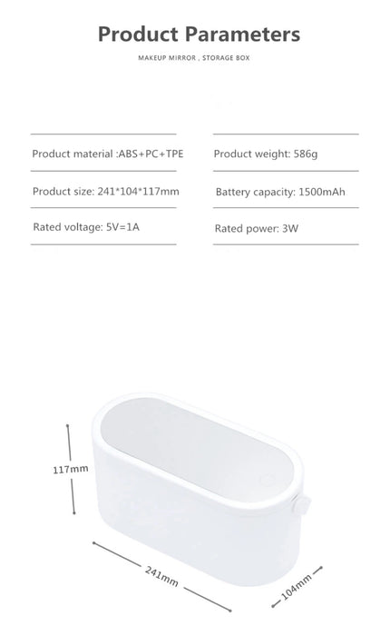 Portable Handheld Storage Makeup Case with Led Mirror
