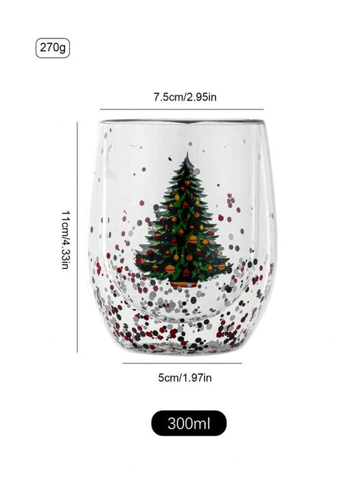 Christmas Double Glass Cup