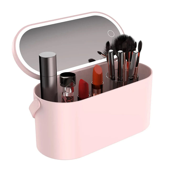 Portable Handheld Storage Makeup Case with Led Mirror