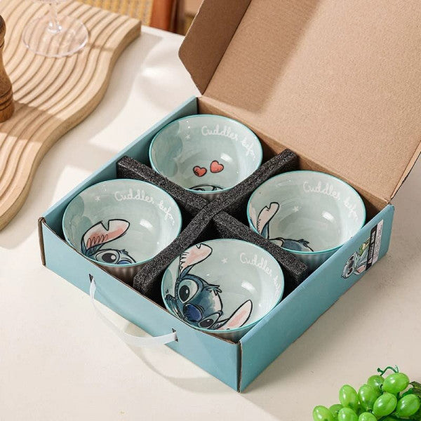 Disney Stitch Ceramic Bowl Set – 4pcs