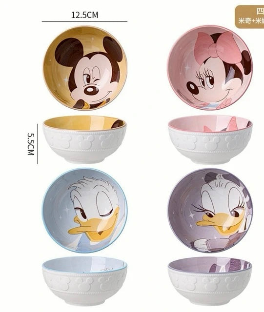 Disney Mickey & Friends Ceramic Bowl Set – 4 Pieces