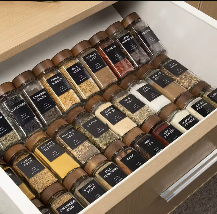 24-Piece Glass Spice Jar Set with Bamboo Lids