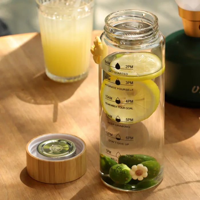 Time Scale Glass Water Bottle