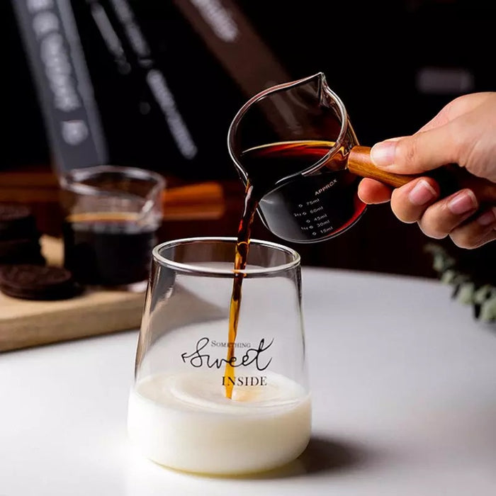 Single & Double Spout Mini Measuring Cup with Wooden Handle